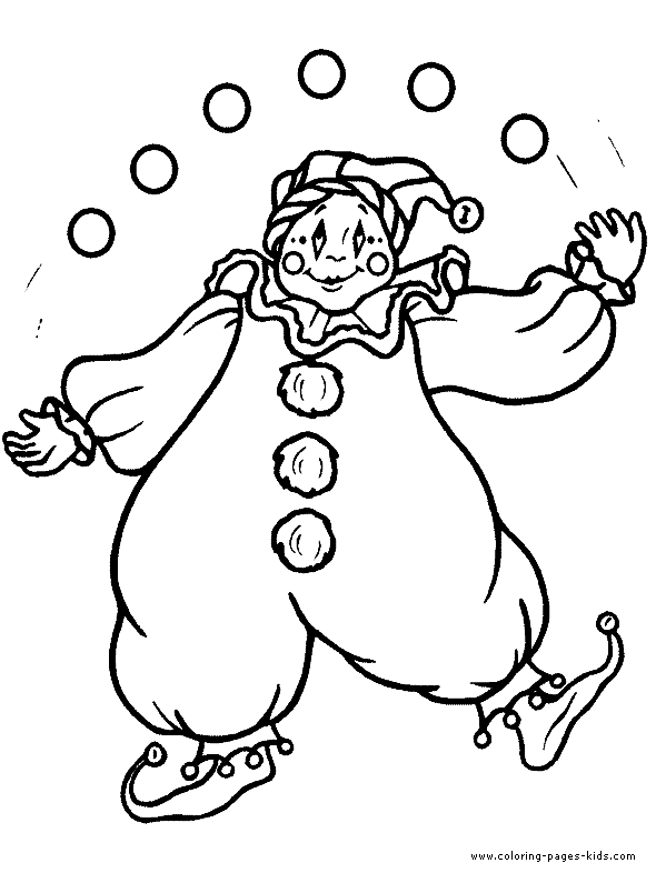 Free Jugling Clown coloring page for kids