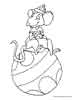Clown mouse on a ball coloring page for kids