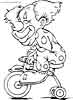 Clown on a tricycle coloring page