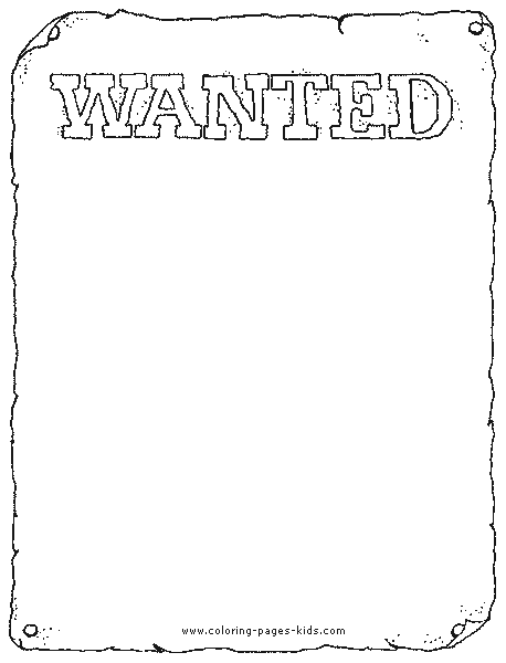 Wanted poster color page,  coloring pages, color plate, coloring sheet,printable coloring picture