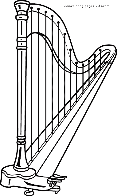Harp color page Music color page,  coloring pages, color plate, coloring sheet,printable coloring picture