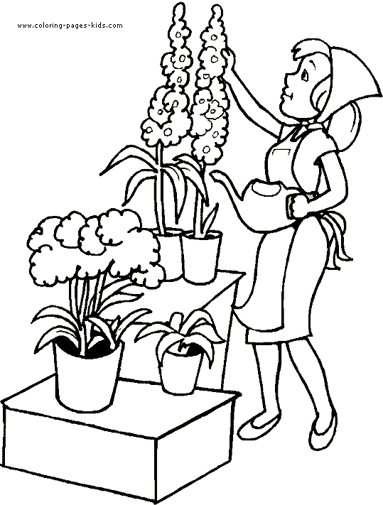 Gardening color page,  coloring pages, color plate, coloring sheet,printable coloring picture