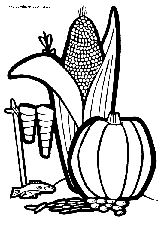 Corn and a pumpkin Vegetable color page, coloring pages, color plate, coloring sheet,printable coloring picture