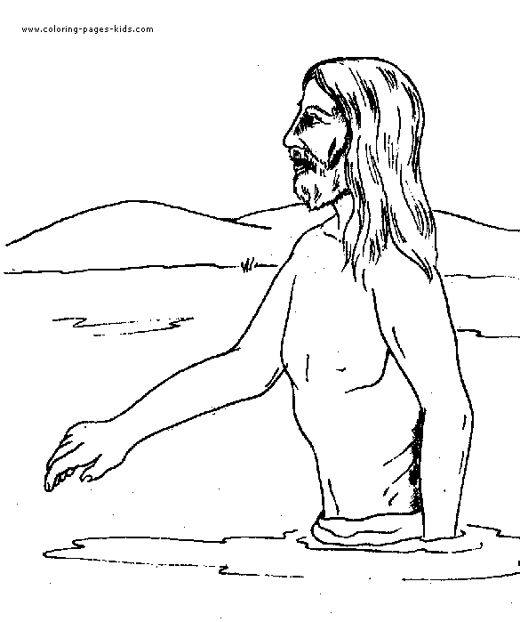 jesus Wade in the water Bible Story color page, religious, religion coloring pages, color plate, coloring sheet,printable coloring picture