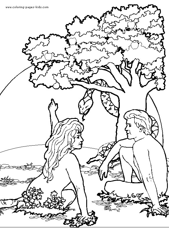 Adam And Eve And The Apple Tree Color Page Bible Story