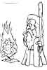 Moses with Burning Bush free coloring page for kids