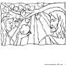 Free bible Adam and Eve and the apple coloring sheet