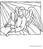 Angel writing coloring page
