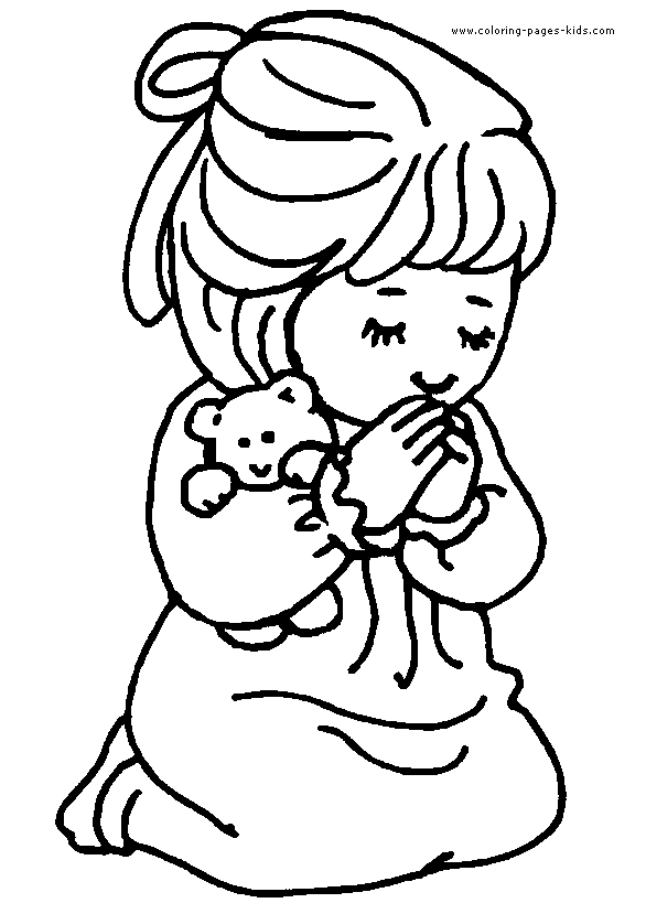 Girl Praying color page pray color page, religious, religion coloring pages, color plate, coloring sheet,printable coloring picture