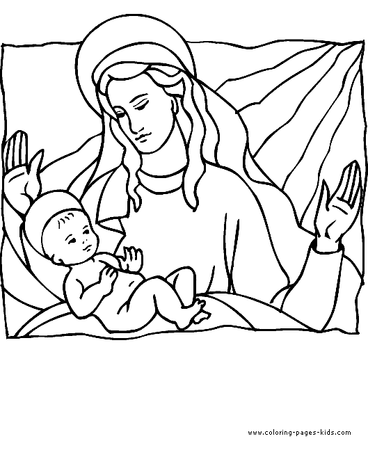 Mary and Baby Jesus Religious Christmas coloring page, religious, religion coloring pages, color plate, coloring sheet,printable coloring picture