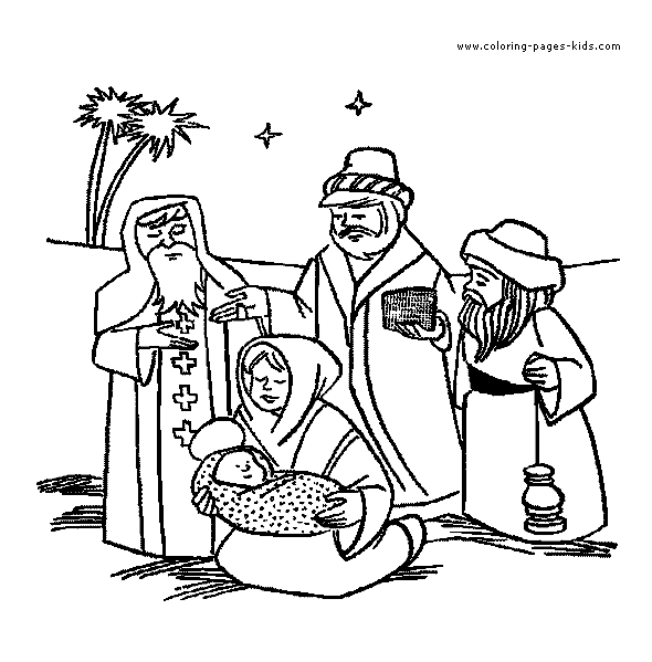 Three Wiseman, Mary and Baby Jesus Religious Christmas coloring page, religious, religion coloring pages, color plate, coloring sheet,printable coloring picture