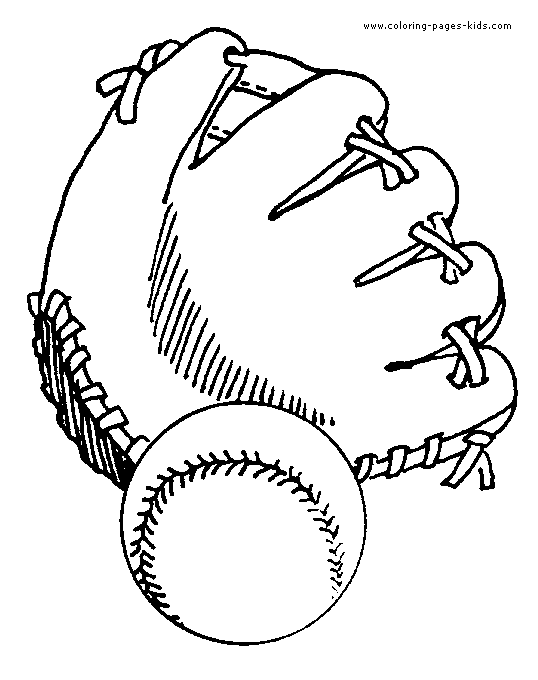 Baseball and glove coloring page