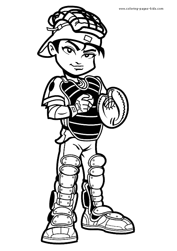 Catcher Baseball color page - Coloring pages for kids - Sports coloring