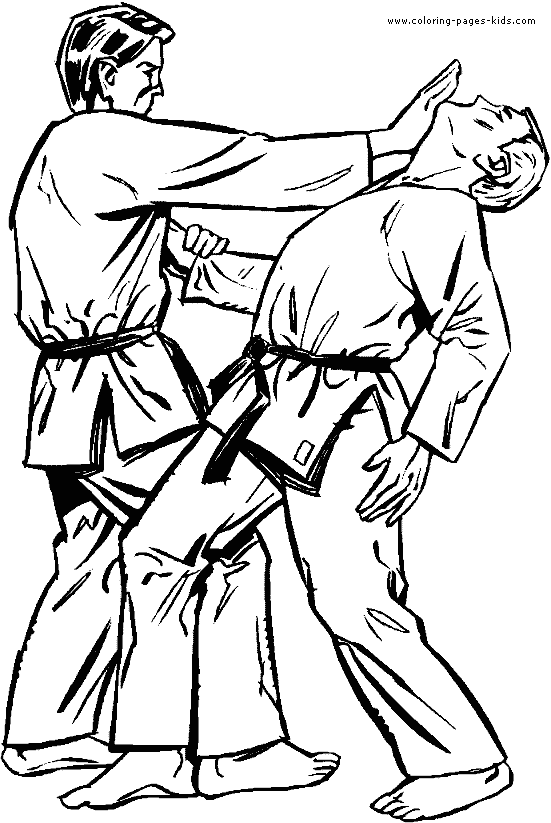 Karate martial arts coloring pages for kids