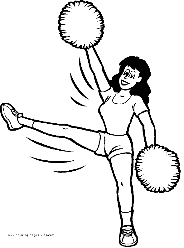Cheerleader color page, sports coloring pages, color plate, coloring sheet,printable coloring picture