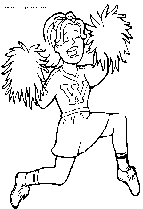 Cheerleader color page - Coloring pages for kids - Sports coloring