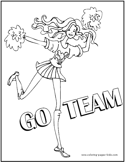 Cheerleader color page, sports coloring pages, color plate, coloring sheet,printable coloring picture