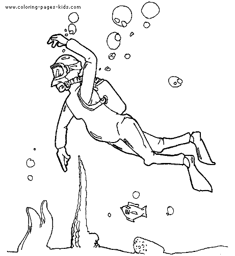 Diving color page, sports coloring pages, color plate, coloring sheet,printable coloring picture