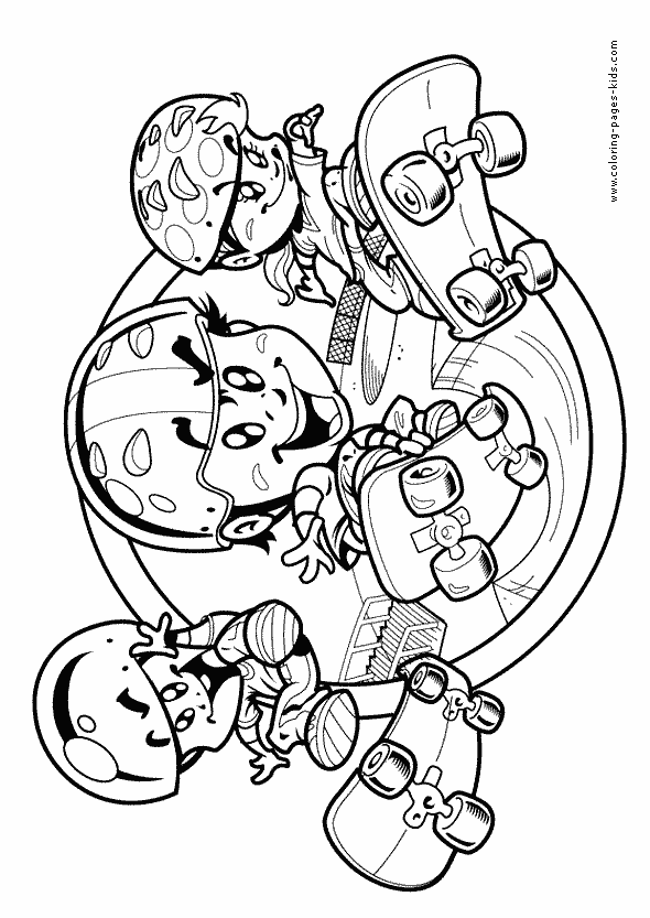 Skateboarders Skating color page, sports coloring pages, color plate, coloring sheet,printable coloring picture