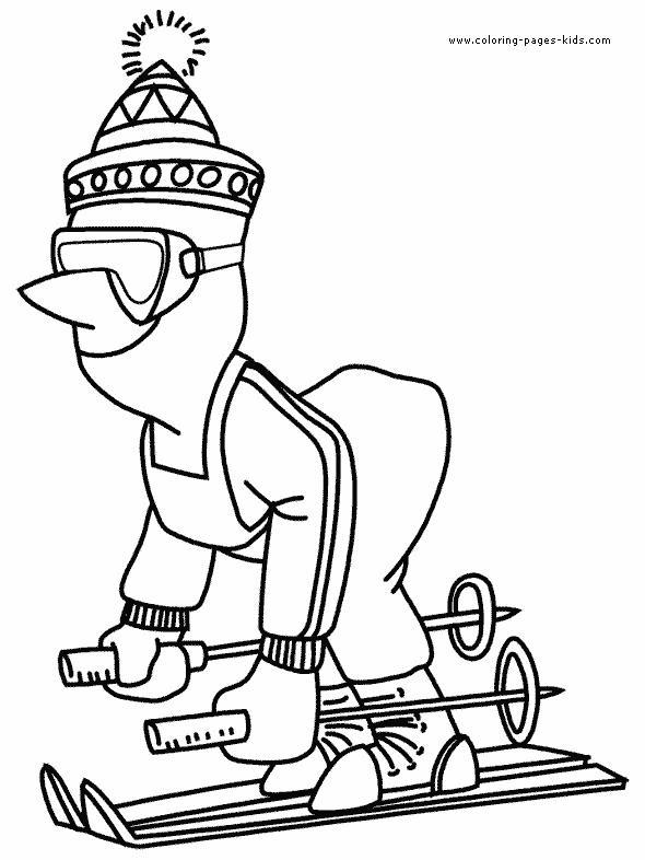 Skiing coloring pages for kids