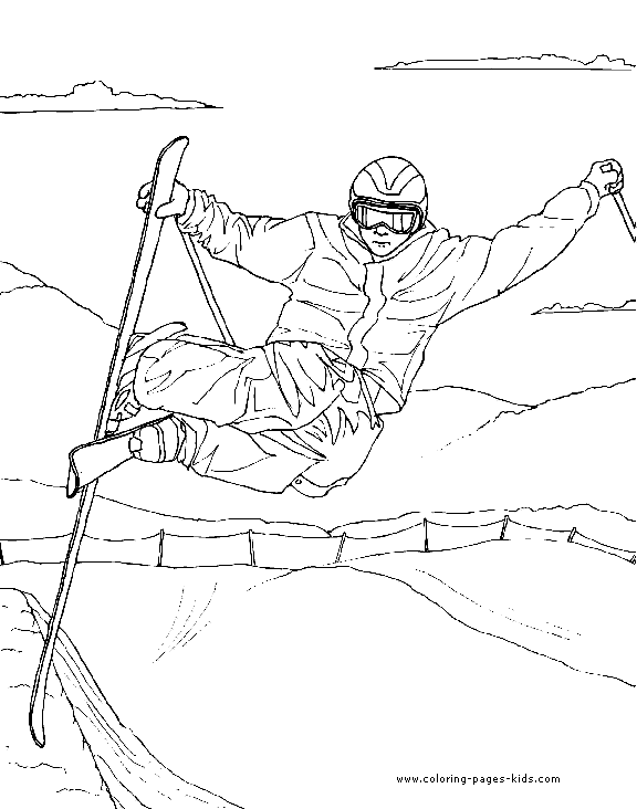 Freestyle ski Skiing color page, sports coloring pages, color plate, coloring sheet,printable coloring picture
