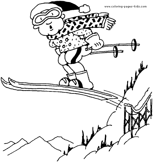 ski Skiing color page, sports coloring pages, color plate, coloring sheet,printable coloring picture