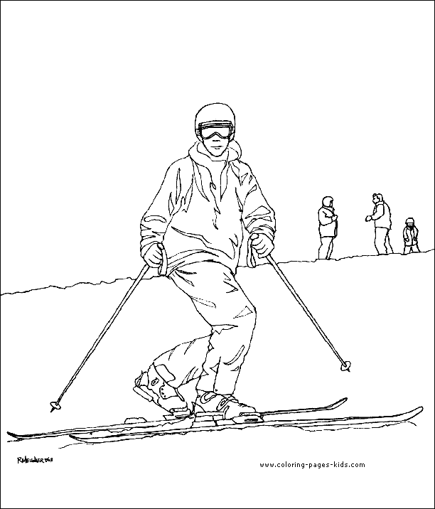 ski Skiing color page, sports coloring pages, color plate, coloring sheet,printable coloring picture