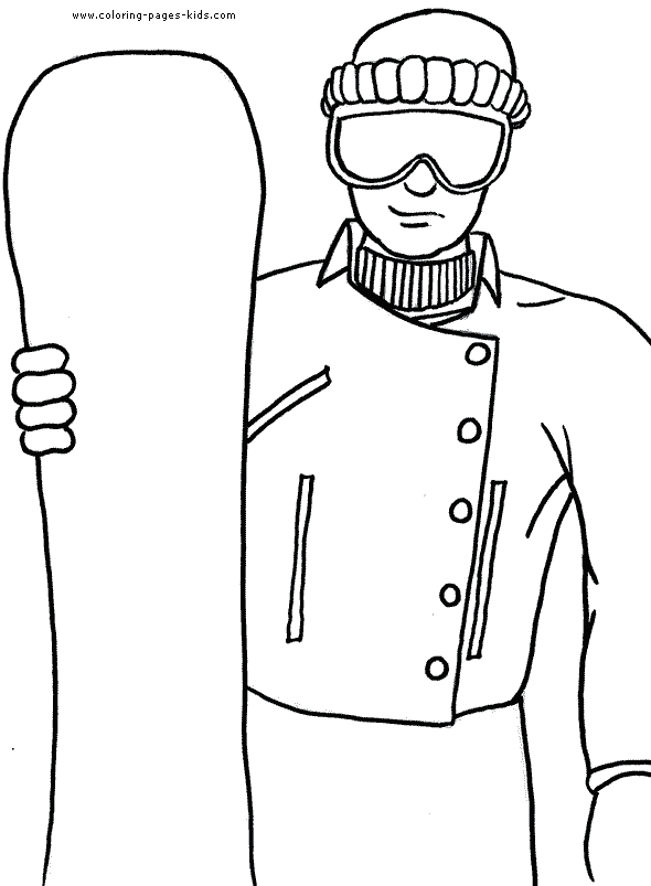 Snowboarding coloring pages for kids