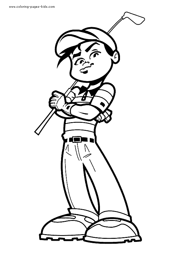 Golfer golfing Summer sports color page, sports coloring pages, color plate, coloring sheet,printable coloring picture