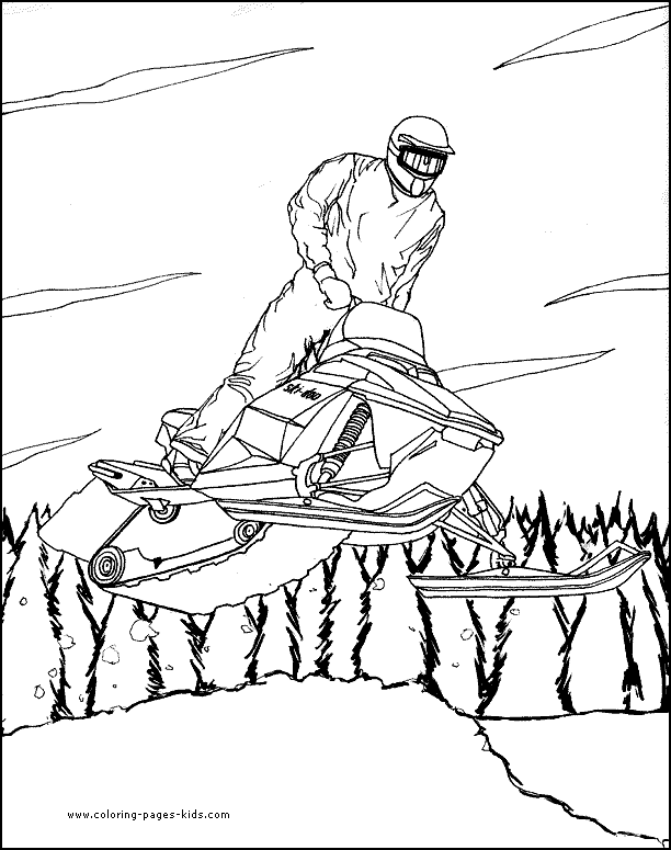 Snow scooter coloring pages for kids