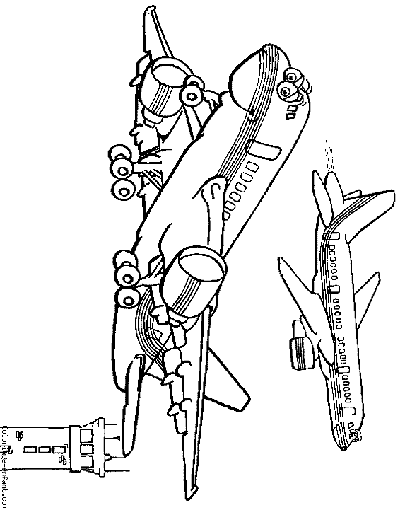Airplanes coloring pages for kids 