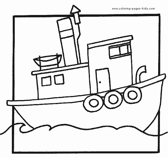 Printable Tugboat coloring page