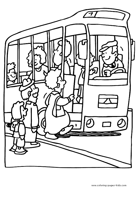 Bus color pages - Coloring pages for kids - Transportation coloring