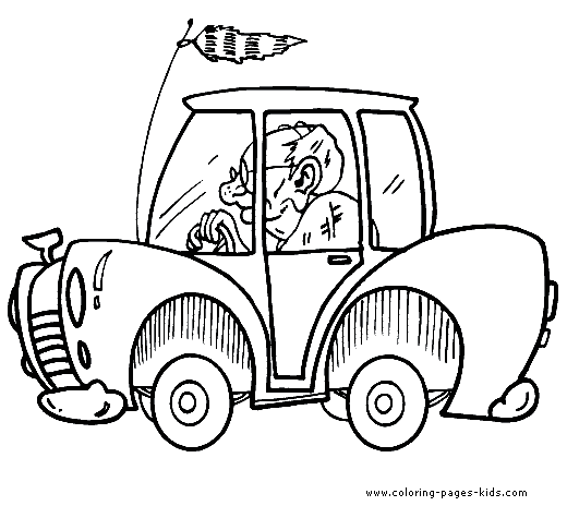 grandpa in a car color page car color page, cars, auto, transportation coloring pages, color plate, coloring 
