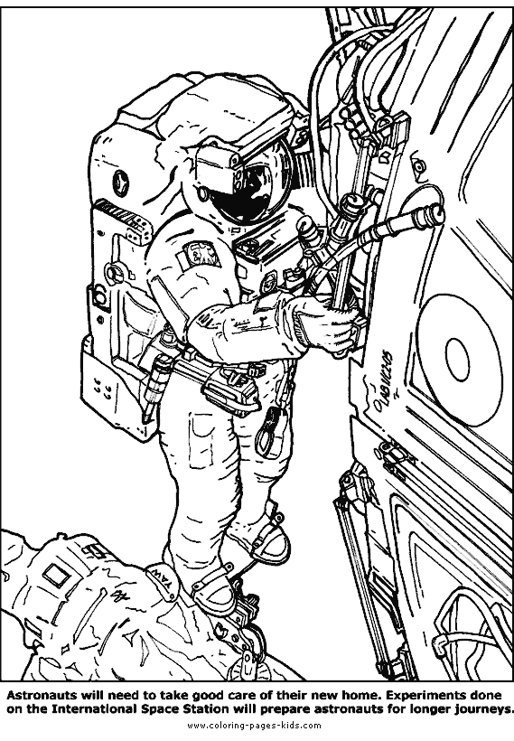 Astronaut in space color pages - Coloring pages for kids ...