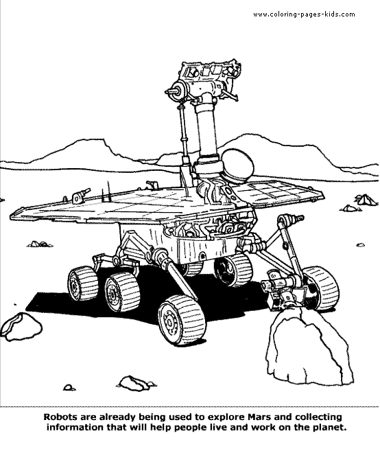 Space robot on mars Space Shuttle color page transportation coloring pages, color plate, coloring sheet,printable coloring picture